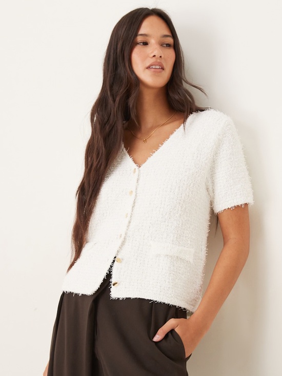 Mango Tops - Mango fluffy short sleeve cardigan in white